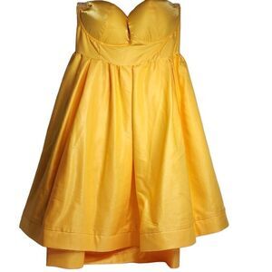 Shein Women's Yellow Sleeveless Flared Pleated Sweet Heart Dress Size 2XL